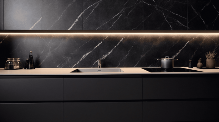 Фартук из кварцевого агломерата Marquina (Маркина)